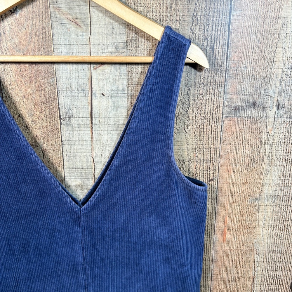 Marine Layer Navy Blue Organic Cotton Corduroy Millie Jumper Dress Medium M - Picture 3 of 7